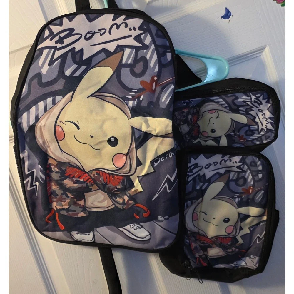 Pikachu Pokémon 3 Piece Backpack Lunchbox Pencil Case Set New Without Tags